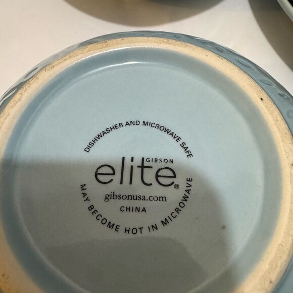 Gibson Elite Alemany 3 Piece Dinner Plate & 2,Salad bowls Dinnerware  Set, Aqua - Picture 6 of 9